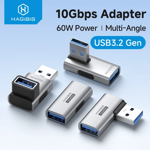 Hagibis USB 3.2 адаптер 90 градусов под прямым углом USB A разъем «папа-мама» OTG адаптер удлинитель кабеля для ноутбуков зарядное устройство ПК