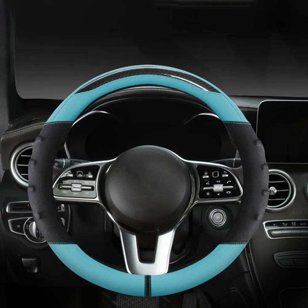 

Dropshipping!! Steering Wheel Case Sweat-proof Breathable Universal Carbon Fiber Anti-skid Car Steering Cover for Driver