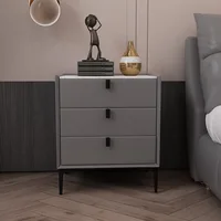 Bedroom White Modern Style Faux Bedside Tables Wood Bedroom Chest Drawers Rock Surface Luxury Side Cabinet Small Furniture WW50
