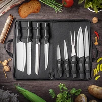 9pcs knife stainless steel kitchen knife chefs special knife slicing knife bread knife fruit knife portable storage bag knife