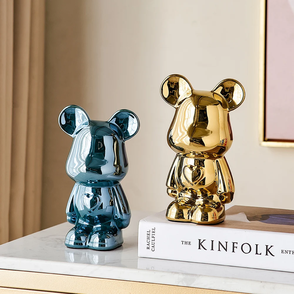 

Nordic Style Kawaii Bear Figurines Creative Small Ornaments Living Room Porch Desk Home Resin Decoration Living Room Home Decor