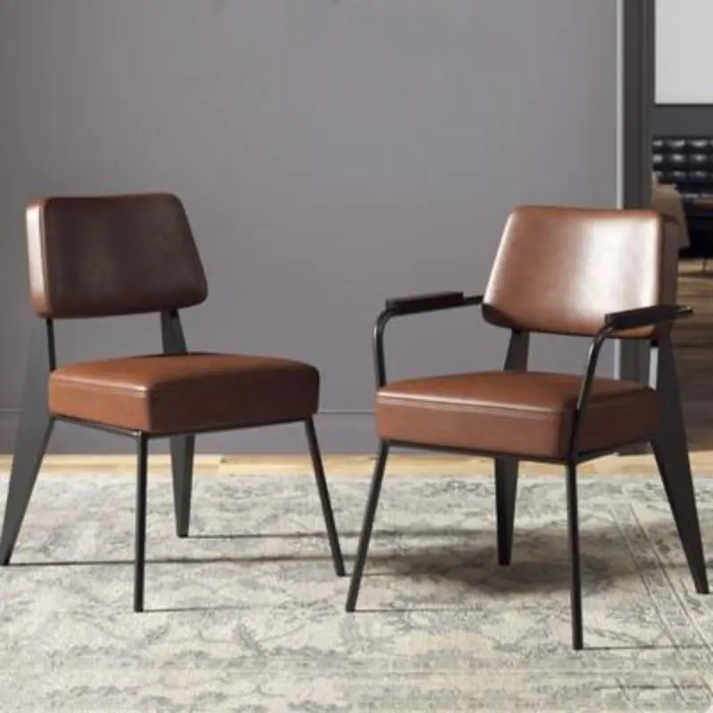 Home Restaurant Back Chair Simple Iron American Retro Desk Chair Leisure Chairs Sillas Nordicas