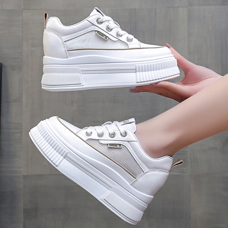 Кроссовки женские на платформе Повседневная Уличная обувь шнуровке дышащие
