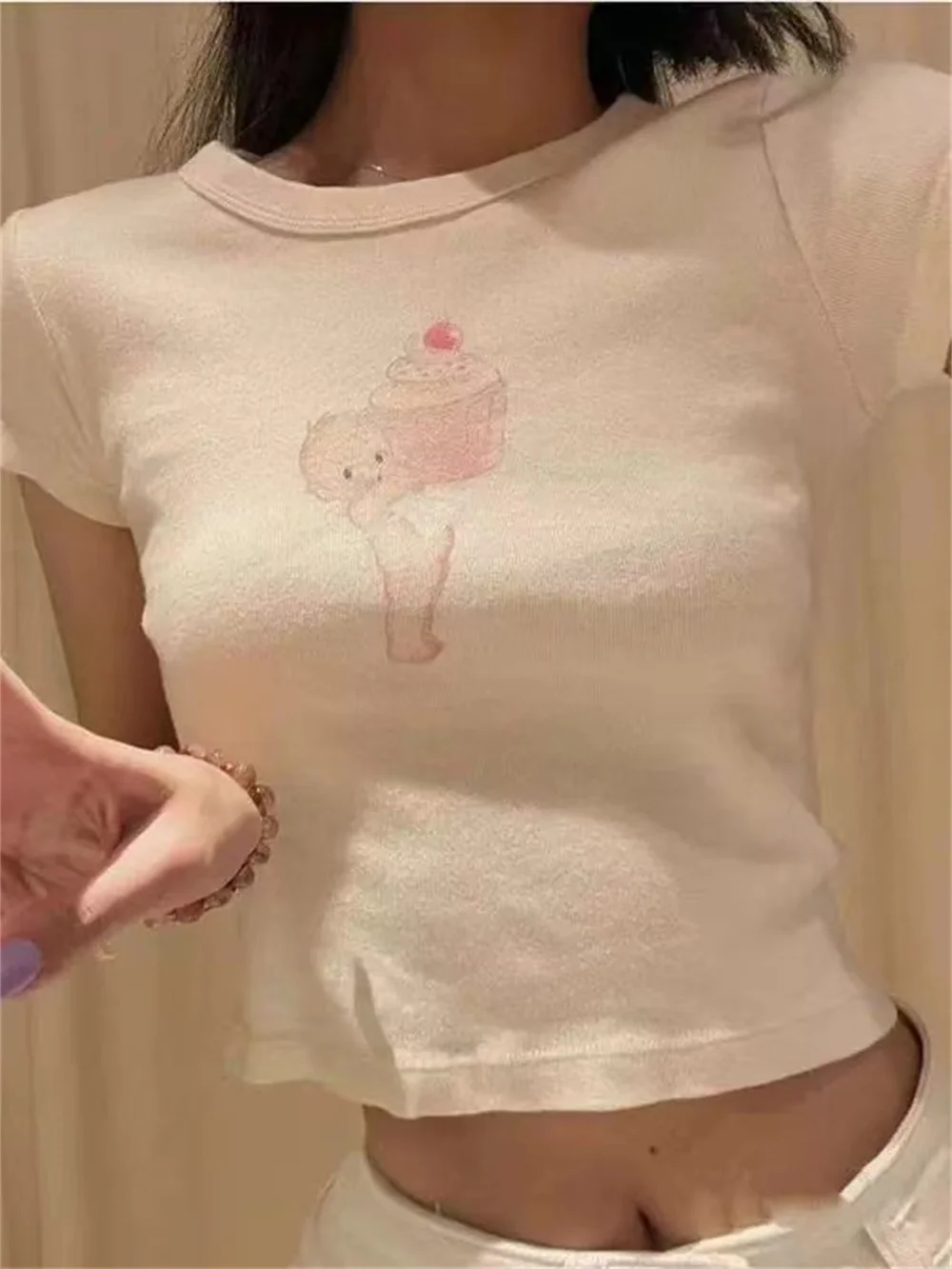 Женская футболка PUWD с графическим рисунком 2024 милая винтажная трикотажная