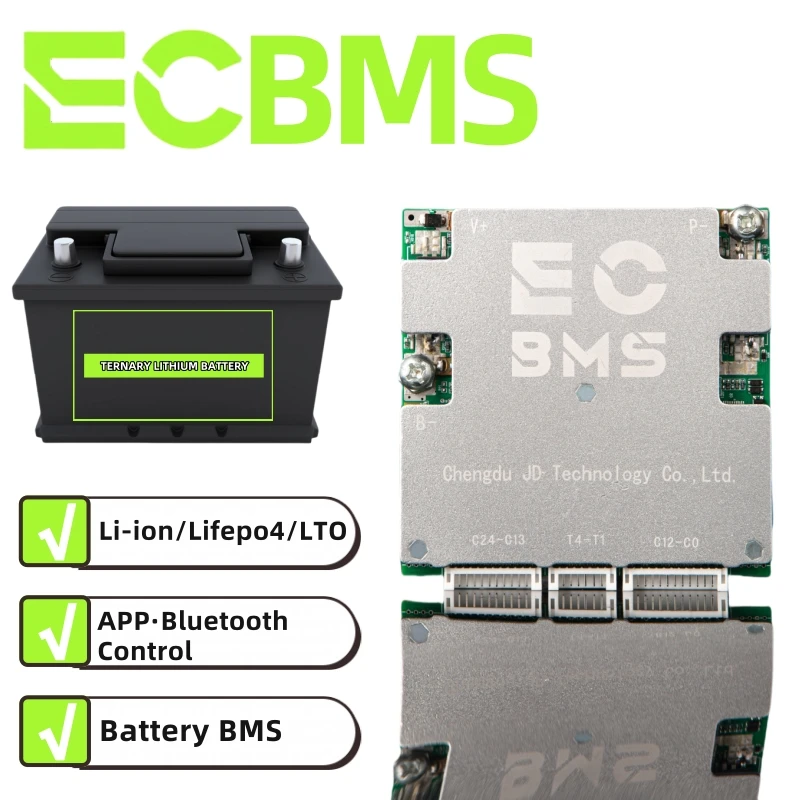 Фото ECBMS Commuter BMS Низкотемпературная зарядка Высокотемпературное отключение Монитор приложения 8-16S 60-180A 24V 48V LiFePO4 Li-ion 18650 Тележка для универсальной тележки Лодка №3