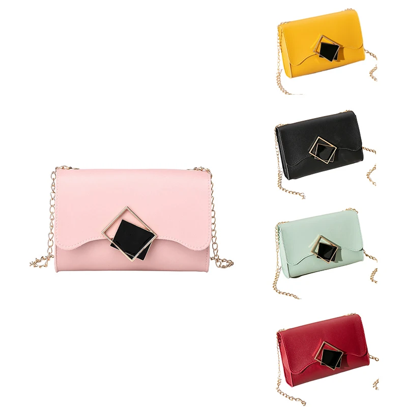 

ASDS-Fashion Square Buckle Ladies Shoulder Bag Chain Buckle Messenger Bag PU Leather Small Square Bag Handbag
