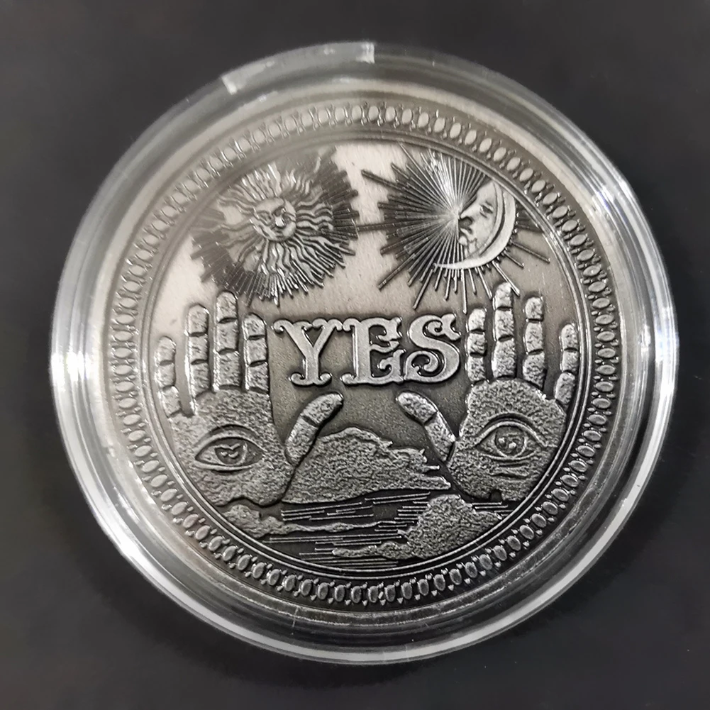 

Antique Gothic Yes/No Ouija Gothic Prediction Decision Coin All Seeing Eye or Death Angel Nickel USA Morgan Lucky Dollar Coin