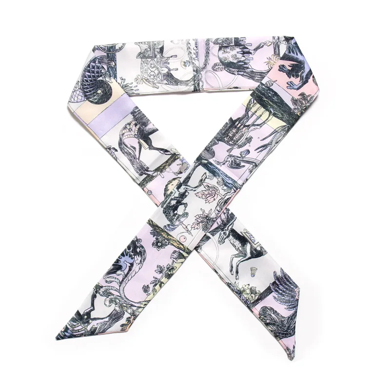 

New Design Silk Scarf 100cm Creative Pattern Women's Bags Ribbon Fashion Head Kerchief Simple Girl Hair Scarves шарф