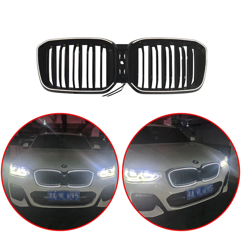 

Для BMW X3/X4 G01 G02 G08 M40i 20i 30i LCI 2022-2024 решетка переднего бампера из АБС-пластика с подсветкой, светодиодная решетка