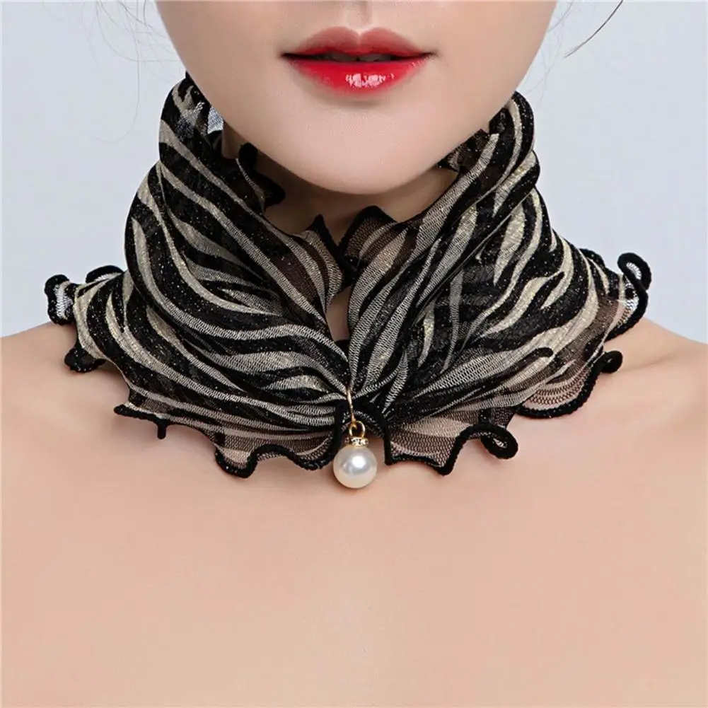 

Trendy Scarf Dot Decorative Women Scarves Ruffle Edge Lady Headscarf for Banquet Scarf