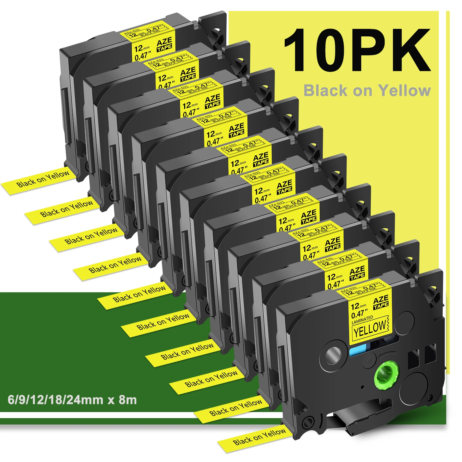 10 шт. ламинированная лента для принтеров Brother TZe Tz 631 6/9/12/18/24 мм