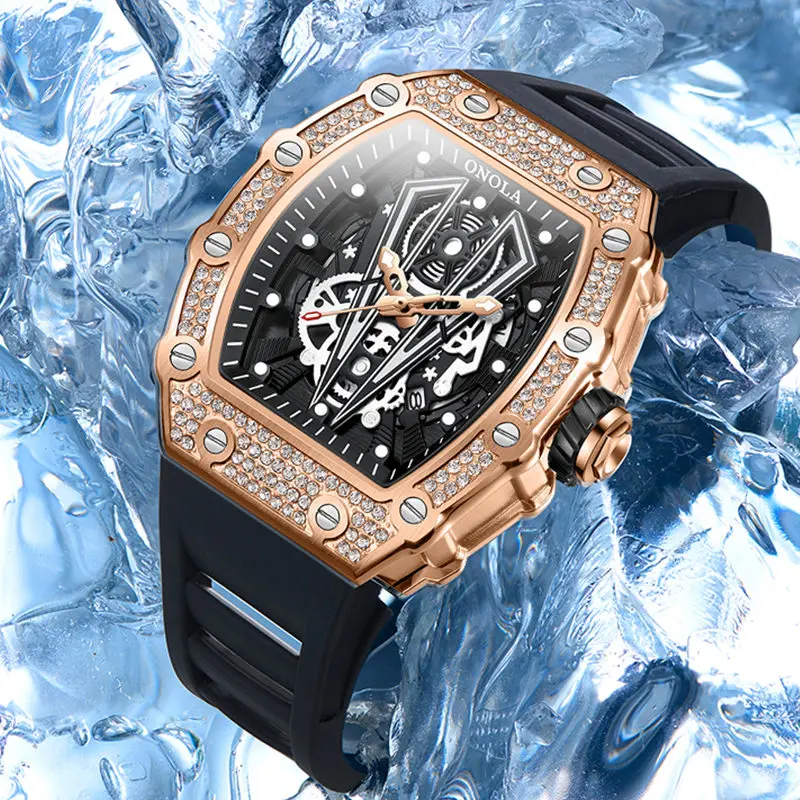 

New Diamond Fashion Men Watch ONOLA Top Luxury Man Watches Quartz Sports Waterproof Men's Wristwatch Clock Relogio Masculino