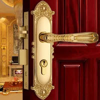 Solid Brass Indoor Lock Modern Golden Villa Wood Door Handle Locks Europen Entrance Door Lockset Antique Front Door Locksets