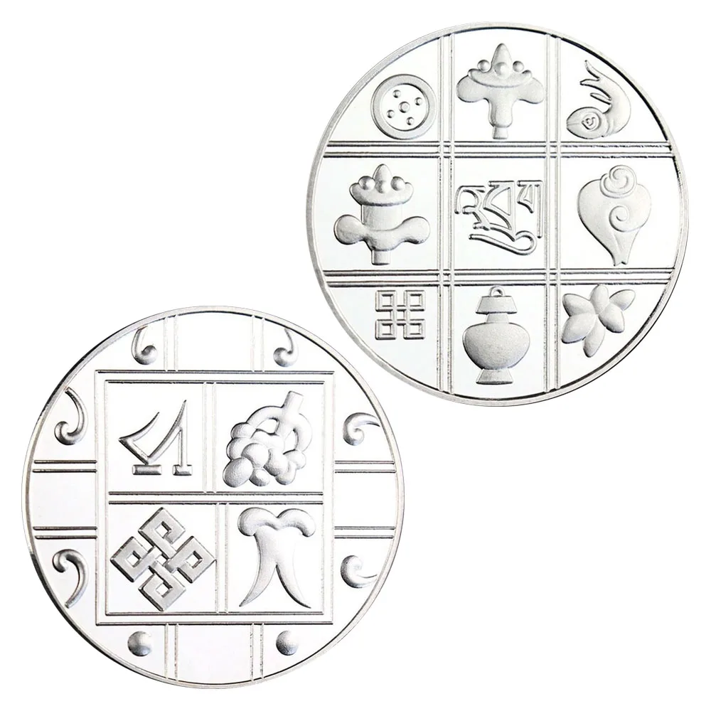 

Nepalese Buddhism Collectible Silver Plated Souvenir Coin Collection Gift Non-currency Commemorative Coin