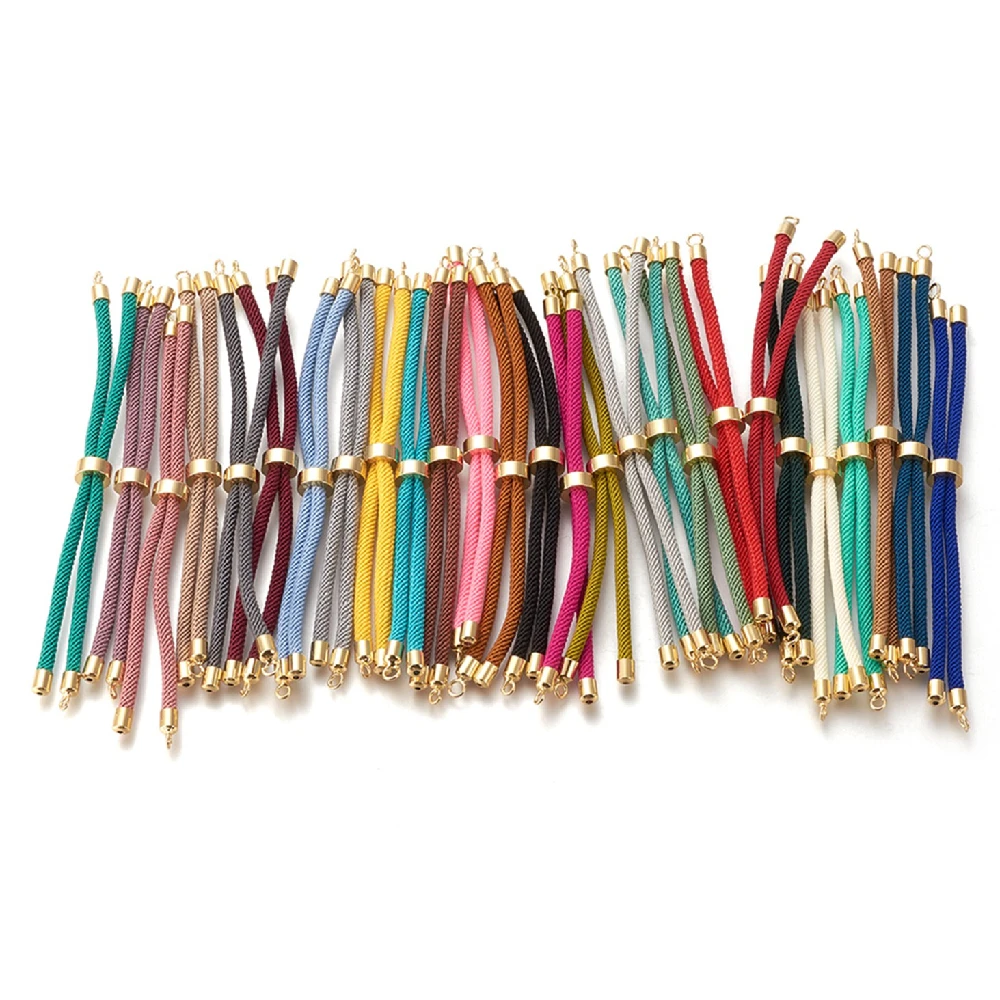 

10Pcs/Set Nylon Twisted Cord Bracelet Making Adjustable Slider Bracelets with Brass Findings For DIY Jewelry Making Accessories