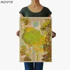 Карта тропического дождевого леса, винтажный постер из крафт-бумаги, украшение для комнаты, сердечник с рисунком, подарок, 72x51 см