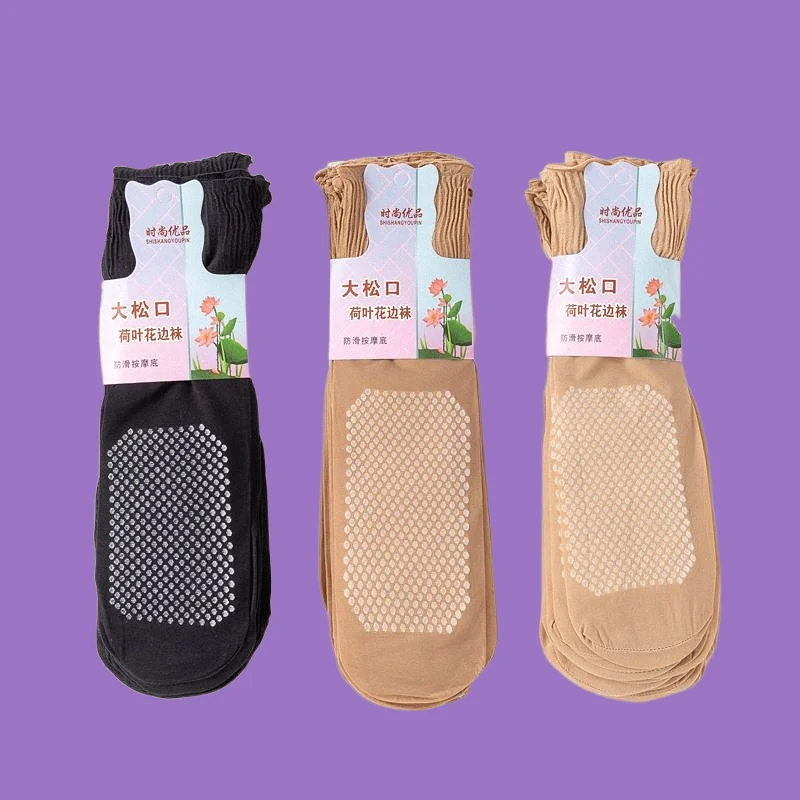 6/12 пар шелковые носки хлопковые короткие свободные с листьями лотоса для массажа