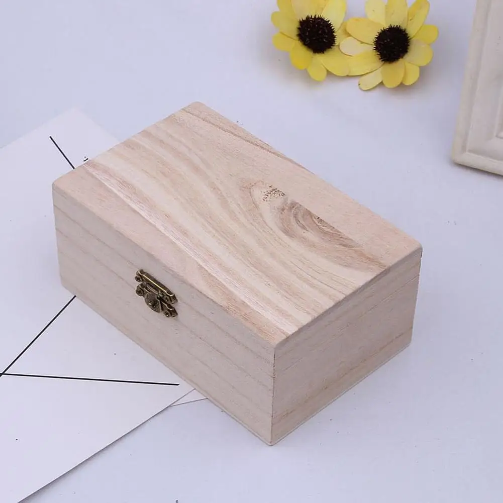 for Home Multifunction Large Storage Portable with Lid Storage Container Case Wooden Jewellery Supply Plain Wood Box Case Lock images - 6