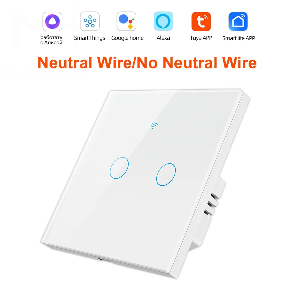 

Умный сенсорный выключатель Wi-Fi 1/2/3/4 клавиш белый/черный