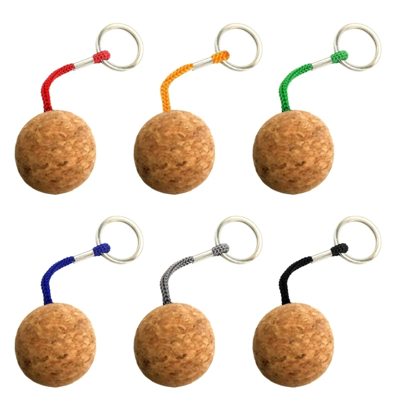 

H8WC Floating Cork Ball Keychain, Buoyant Chains, Float Buoy Boats Rings Hand Keychains for Sea Surfing