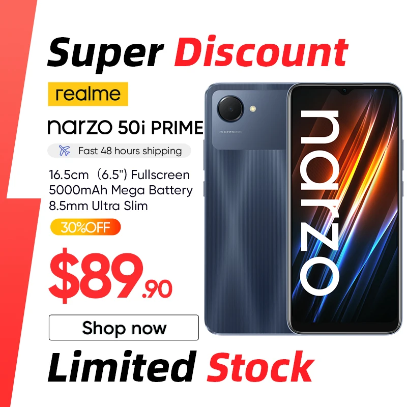 

[Russian Version] realme Narzo 50i Prime New Smartphone 5000mAh Massive Battery 6.5''Large Display Powerful Octa-core Processor