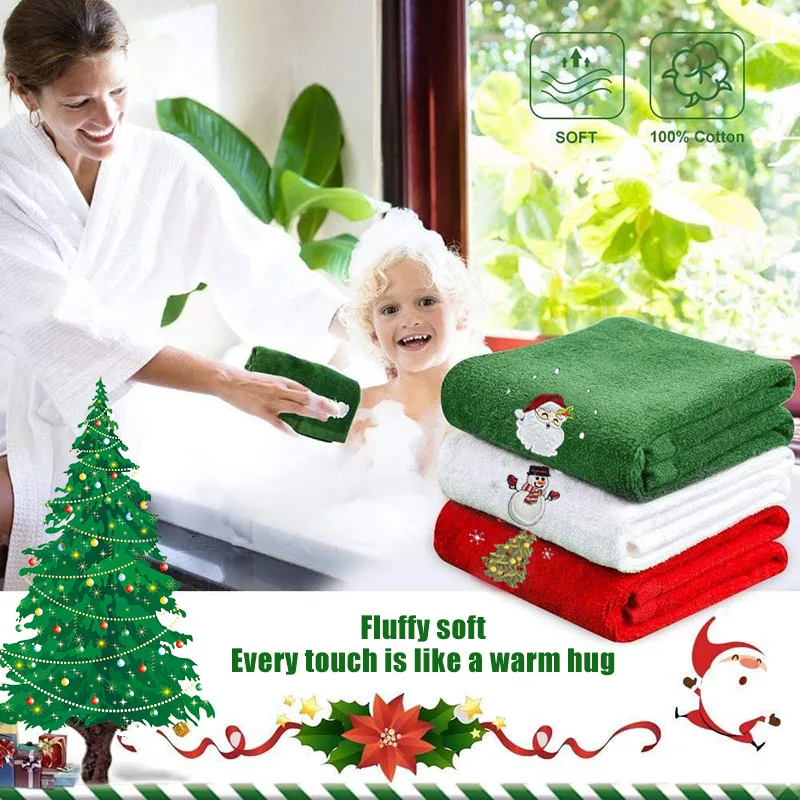 Set 3 Pack Old Man Snowman Christmas Tree Kitchen Dish Towel