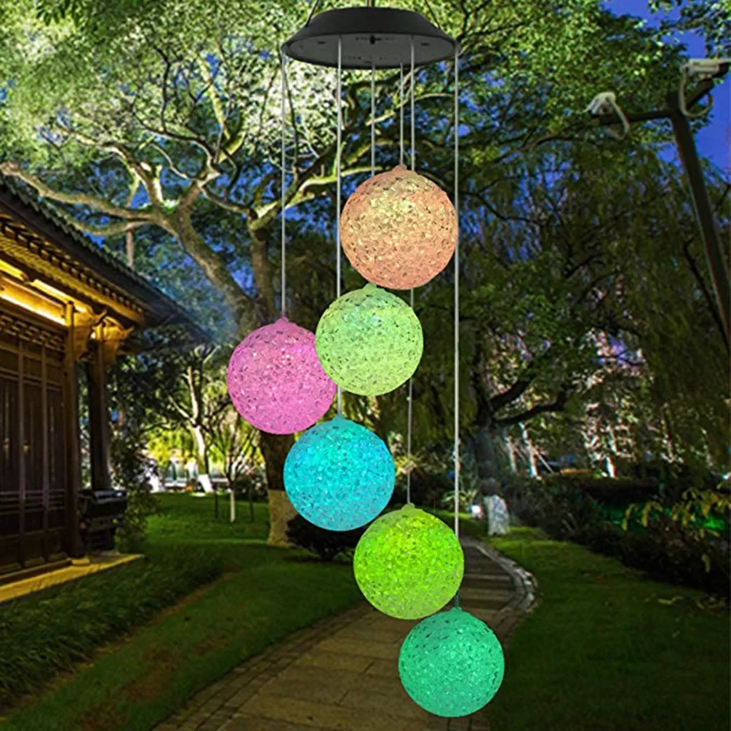 

Solar Powered Wind Chime Light LED Garden Hanging Spinner Lamp Color Changing Decoration Outdoor Lighting Party Decor Gift