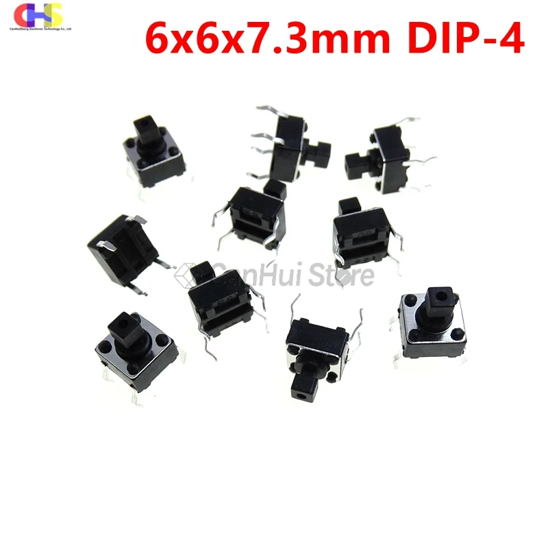 

10/50 шт. 6x6x7,3 6*6 * мм DIP/SMD 4-контактный тактовый кнопочный выключатель микро сенсорная кнопка Сброс переключатель Стандартный сенсорный выключатель питания