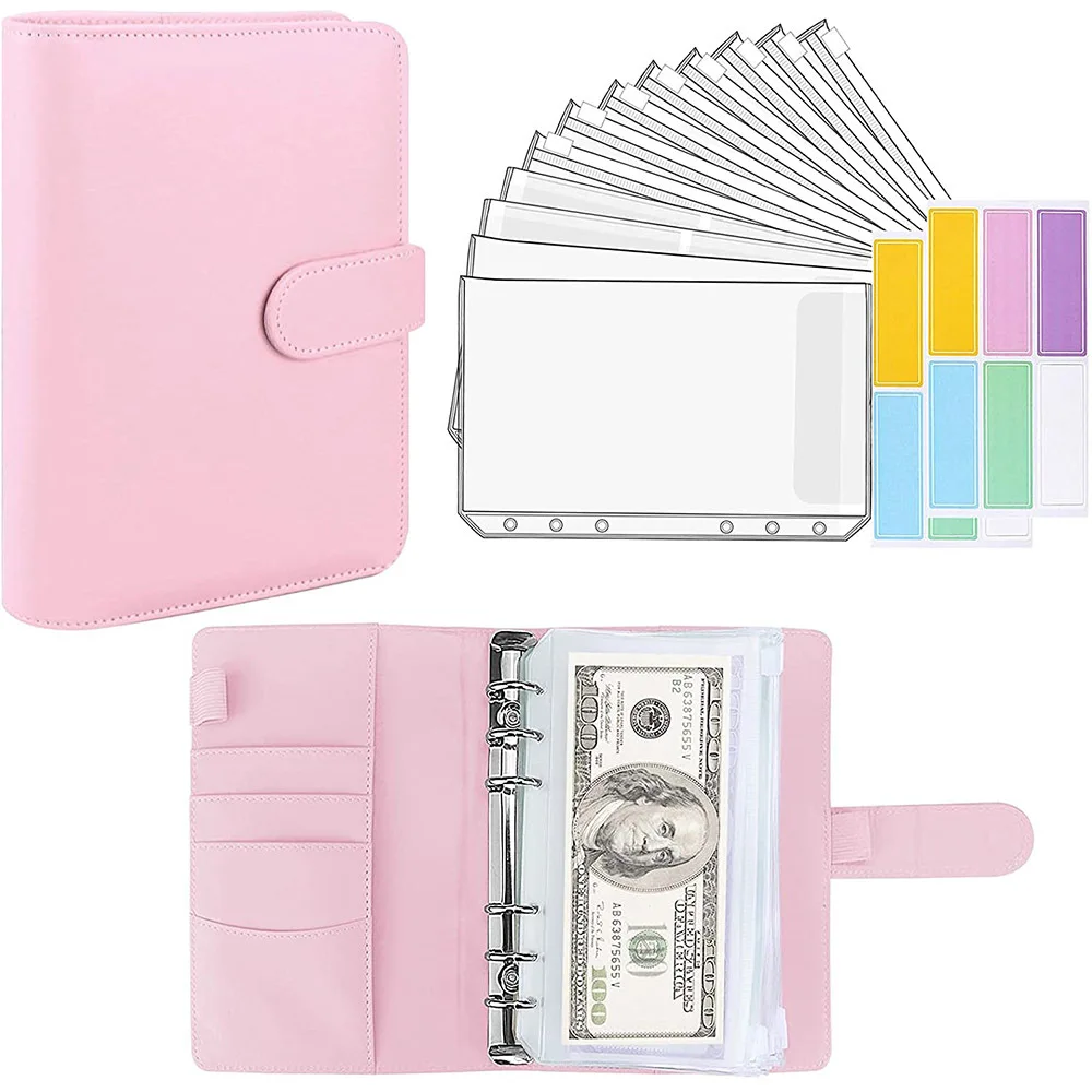 

A6 Binder Budget Planner Cash Envelope Binder with Budget Envelopes Binder Pockets Cash Envelope Wallet for Budgeting
