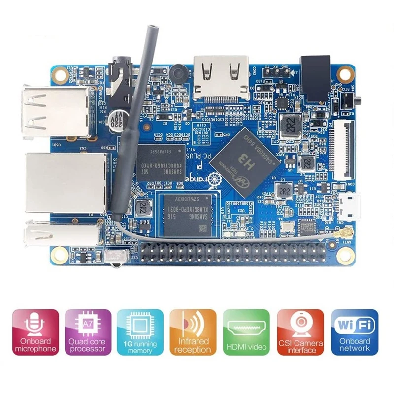 

For Orange Pi PC Plus Development Board H3 1GB DDR3 Open Source Run Android4.4 Ubuntu Debian