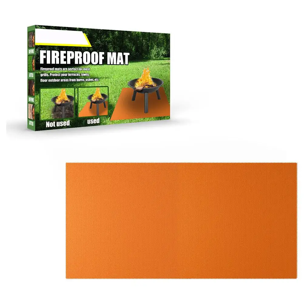 

Grill Mat Square Foldable Fire Pit Mat Fiberglass Heat Resistant Deck Patio Protect Mat Outdoor Portable Fireproof Grill Pad
