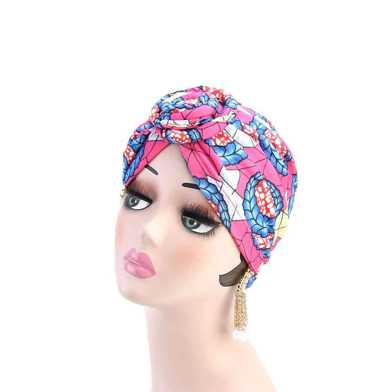 Женский тюрбан с Африканским узором Top Knot модные теплые шапки-банданы Женская