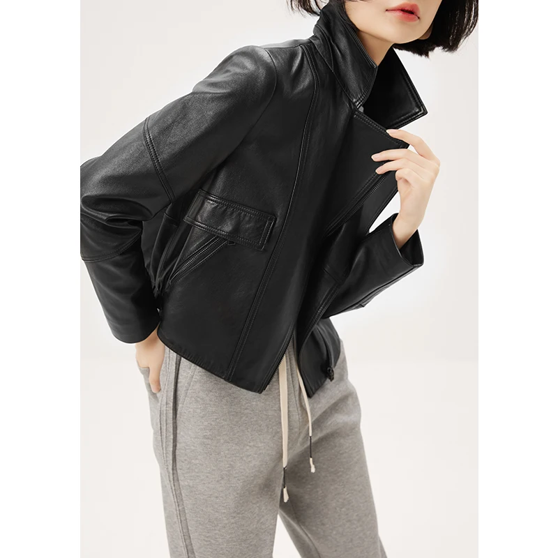 New Sheepskin  Real Leather Jacket Women  Casacos Femininos Inverno 2022  Spliced Autumn/Winter Casual Zipper Genuine Leather