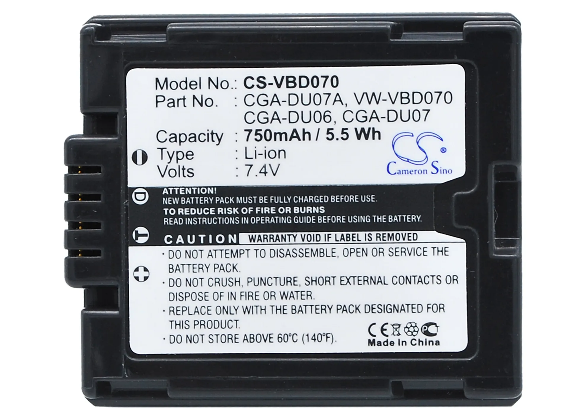 

Camera 750mAh Battery For HITACHI CGR-DU06E/1B DZ-BP07P DZ-BP07PW DZ-BP07S DZ-BP7S DZ-BP7SJ DZ-BP7SW Panasonic CGA-DU06