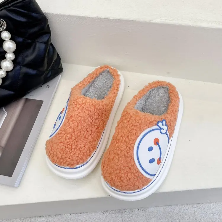 Winter New Ladies Cotton Slippers Simple Cartoon Comfortable Cotton Slippers Women Flat Slippers Women Furry Slippers Women