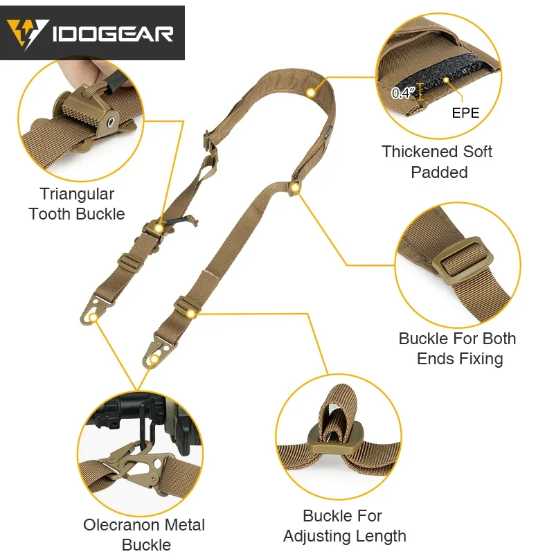 Фото Тактический оружейный ремень IDOGEAR R-Issue Slingster 2-точечный для охоты с быстрым сбросом MC 3428 №4