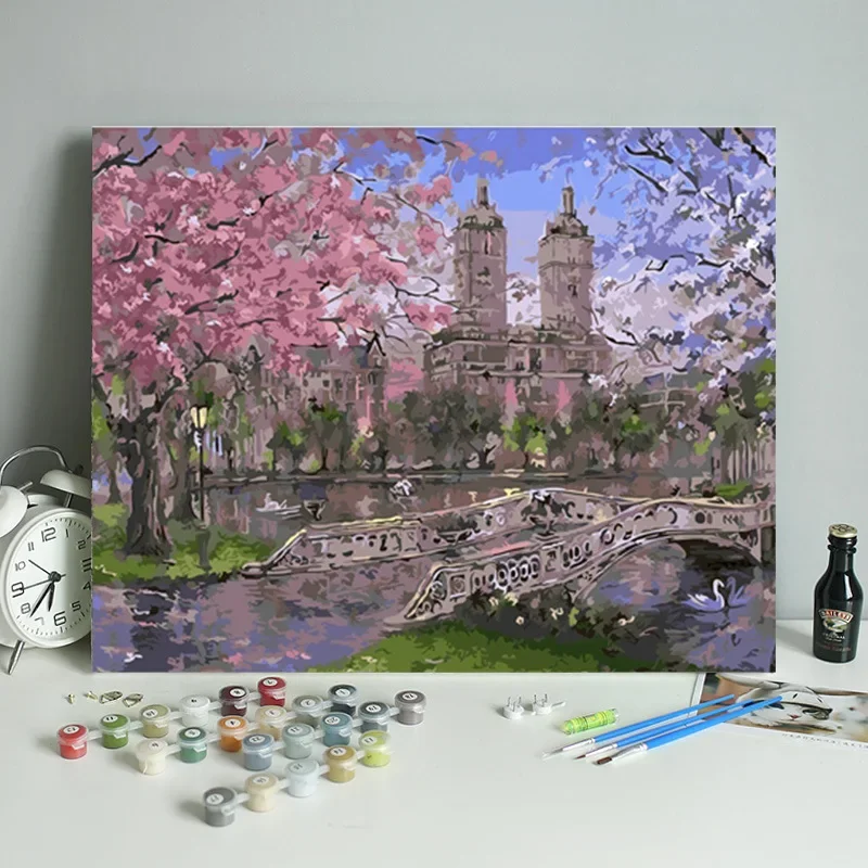 

2074096 Digital oil painting hand-colored digital painting hanging painting plant landscape beautiful decorative painting