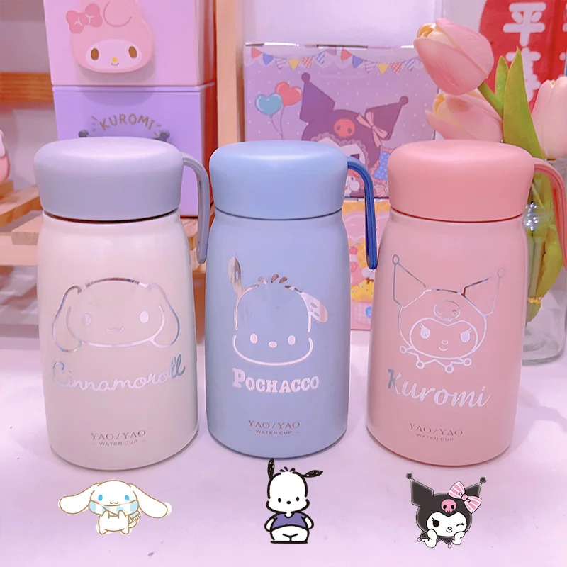 

Новинка 350 мл Sanrioed MyMelody Kuromi Cinnamoroll наклейка чашка Kawaii аниме 304 нержавеющая сталь термос чашка для офиса работать чашка для воды
