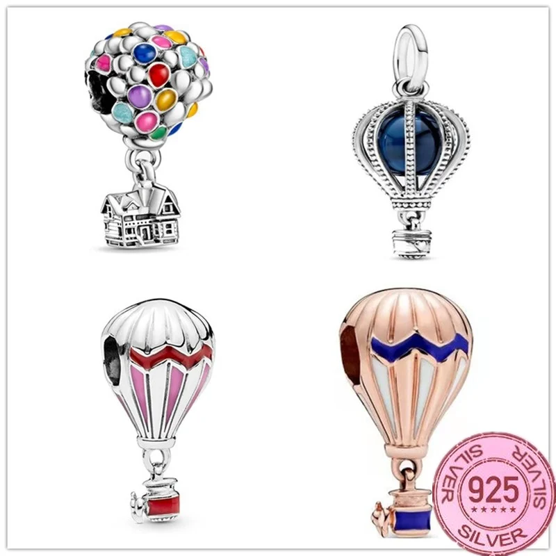 

Sparkling Pink Hot Air Balloon Dangle Charm 925 Silver Fit Pandora 925 Original Bracelet Beads Charm for Pendant Jewelry Gift