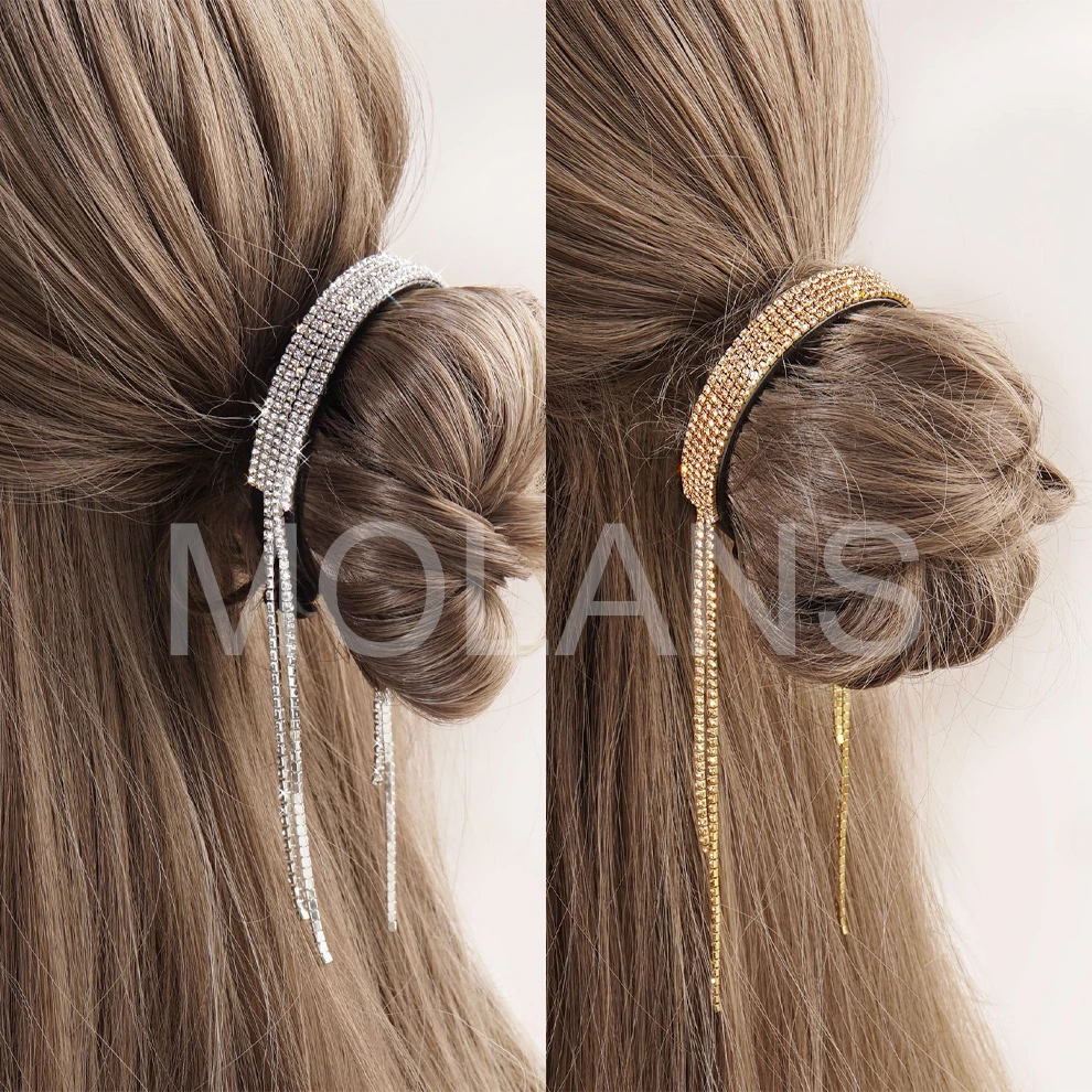 Женские Элегантные Роскошные заколки для волос Molans Стразы с кисточкой конского