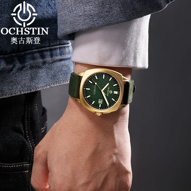 Мужские автоматические механические наручные часы OCHSTIN Architect‑Line с прочным ремешком из натуральной кожи, водонепроницаемые. (art.: 3920dd0fc640d) - 3920dd0fc640d
