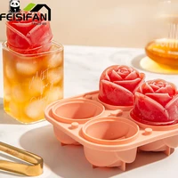 fashion household silicone ice maker rose ice cube making mold summer drinking whisky puck ice making box kitchen acccessories