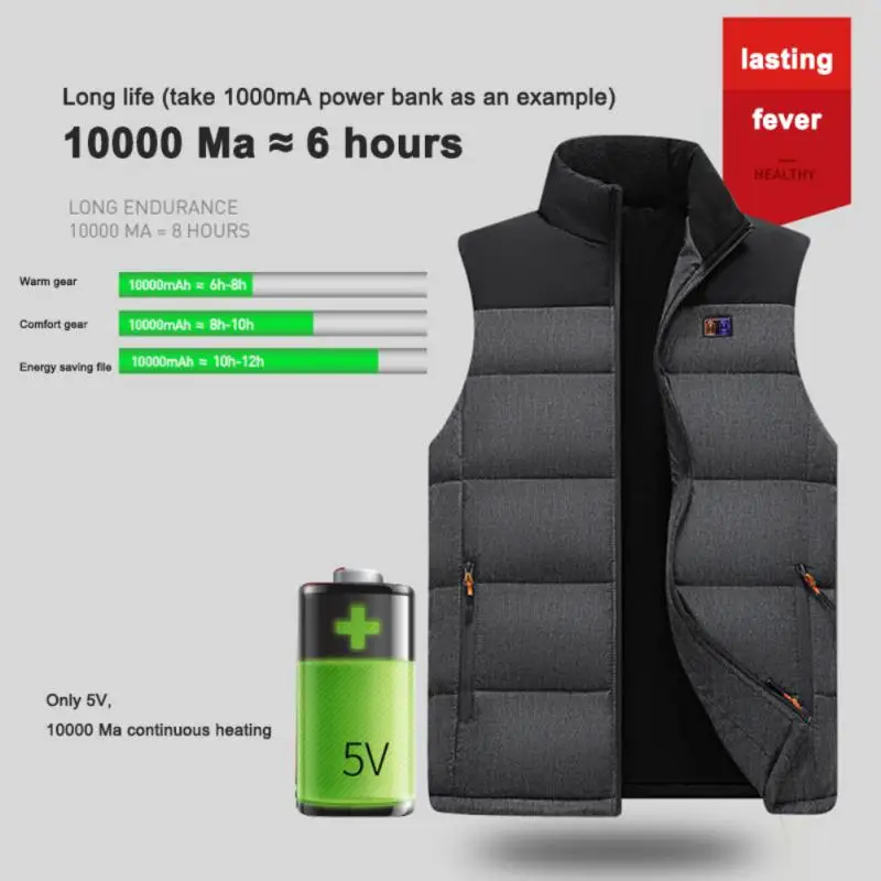 

11 Areas Heated Vest USB Heated Pads Heating Thermal Clothing Hunting Vest Winter Coat Camping Hiking Ski Heating Vest