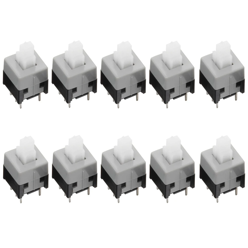 

10PCS 8.5x8.5MM Self-Locking Switch Square Head 3.3X3.3 Double Row 6 Feet Interlocking Console Button Switches