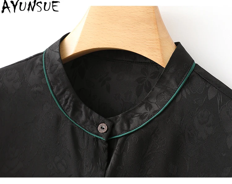 Женская жаккардовая рубашка AYUNSUE летняя блузка из натурального шелка тутового
