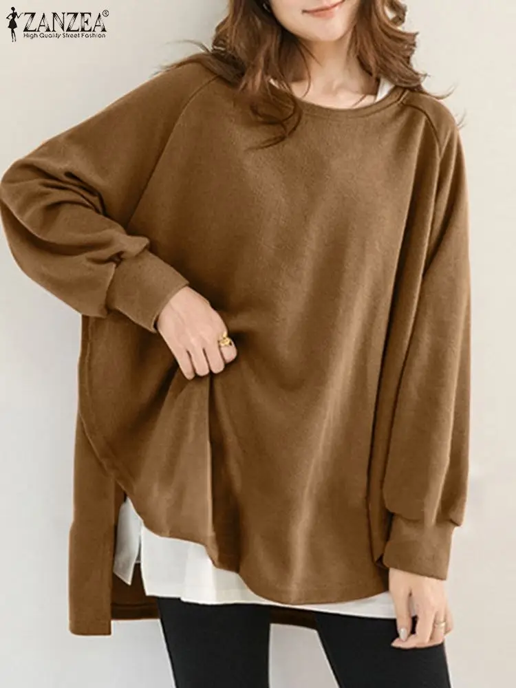 

ZANZEA Spring Women Blouse Korean Fashion Long Sleeve Tops Vintage Asymmetrical Shirts Solid Loose Blusas Feminina Tunic Chemise