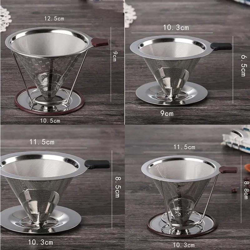 

Funnel Coffee Dripper Layer Brew Reusable Double Durable Coffee Filter Steel Filters Tools Cup Coffee Stainless Filter