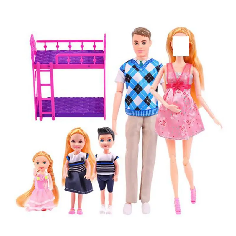 

6 Person Families Pregnant Lady Free Shiping Items Kids Toys Christmas Gifts Miniature Dollhouse Accessories For Barbie DIY Game