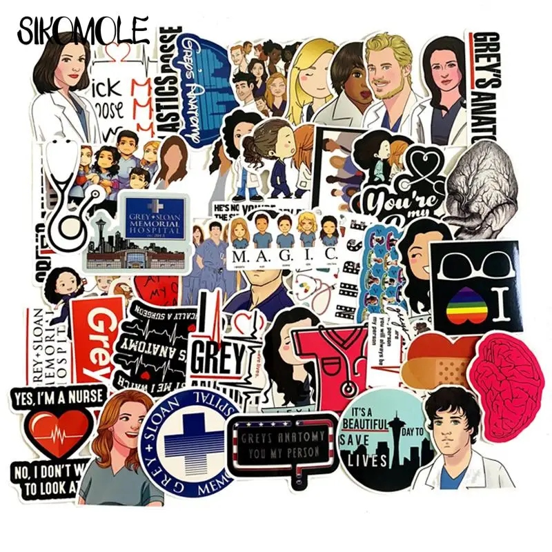 

10/30/50PCS Cartoon TV Show Greys Anatomy Stickers Kids DIY Toys Luggage Laptop Skateboard Car Case Graffiti Decals Sticker F5