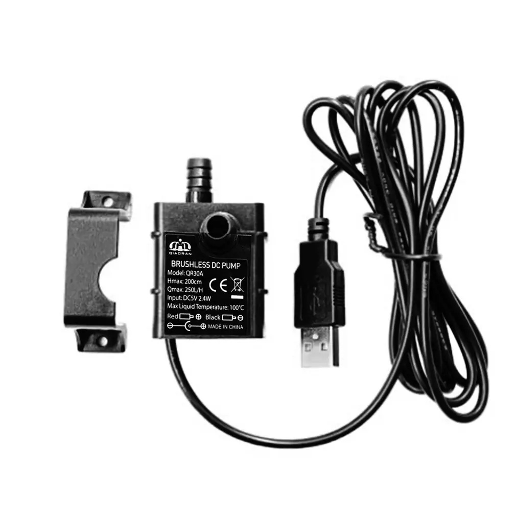 

Professional Low Noise QR30B DC 5V 2.4W 250L/H Flow Rate Waterproof IP68 Mini Submersible CPU Cooling Car Brushless Water Pump